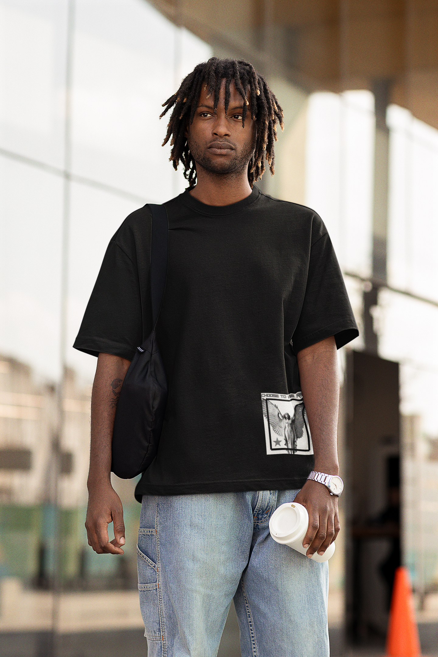Unisex Freedom Angel Graphic Oversized Tee